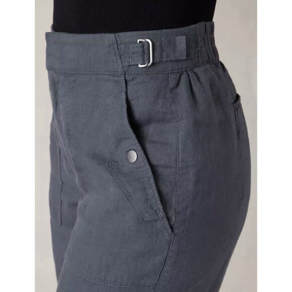 Athleta Shorts Women Sz 2 Voyager Linen Short Granite Blue Pockets Safari Modest - Picture 4 of 4